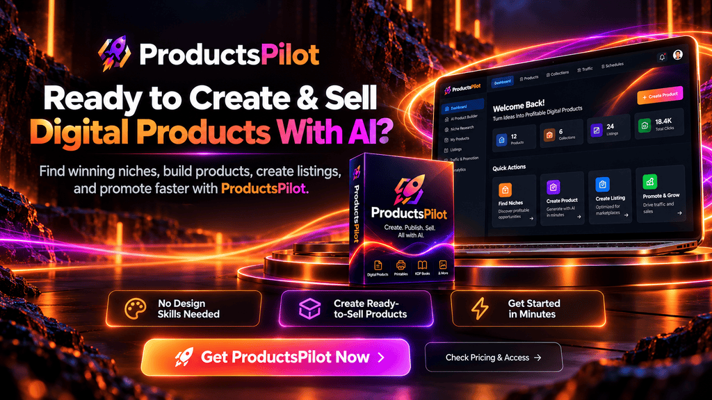 ProductsPilot final call to action for creating, listing and selling digital products with AI